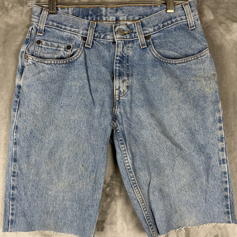 Levi Strauss 550 Relaxed Fit Husky Denim Shorts W31 L27 Light Wash Cutoff